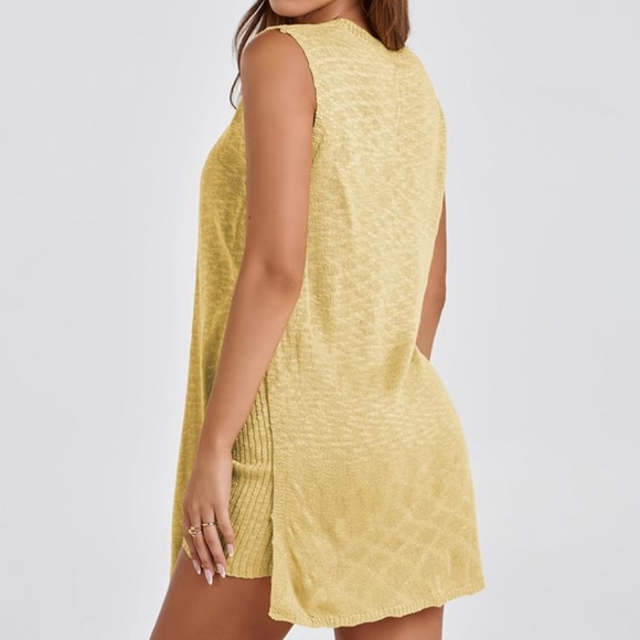 ✨FINAL PRICE✨ Knit Yellow Summer Tank & Shorts Set - Picture 2 of 9